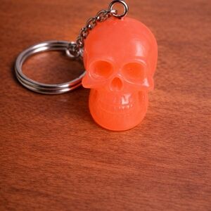 handmade resin Orange Skull resin  Keychain